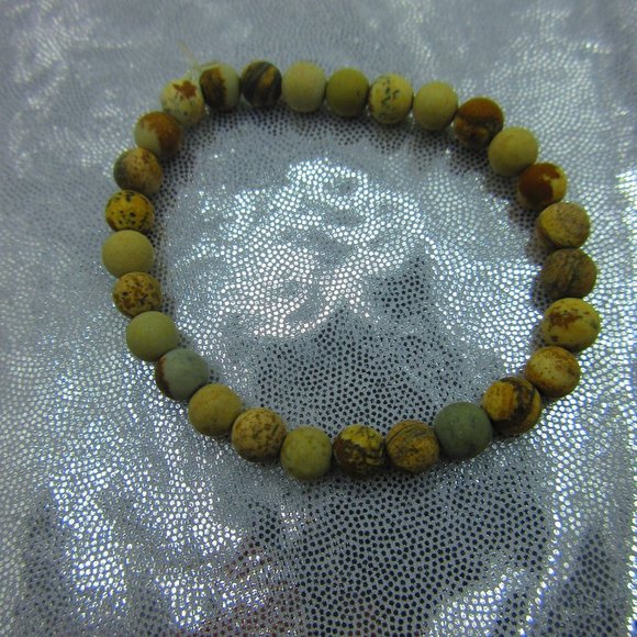 Picture Jasper Matte 6mm Round 7" Stretchy Gemstone Bracelet - Picture 2 of 3